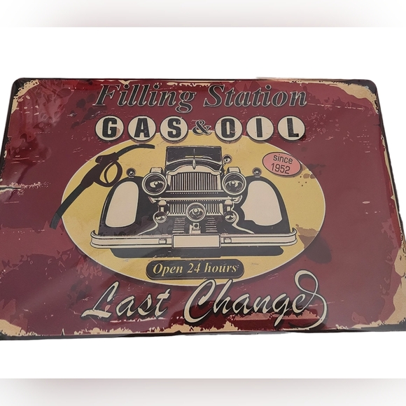 Vintage Garage Metal Signs Set - Red and Black - Picture 3 of 4